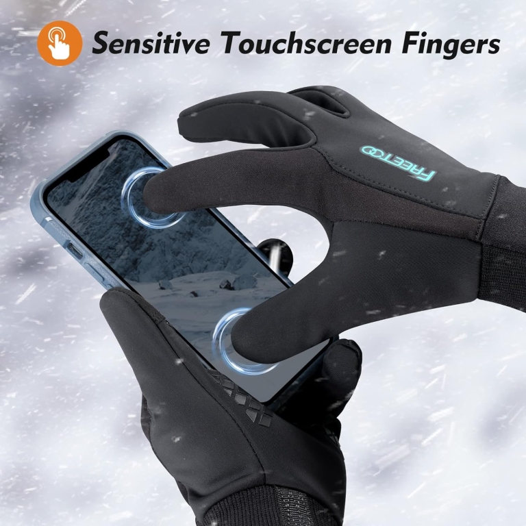 FREETOO Waterproof Winter Gloves with Fleece Lining for Cold Weather for Men, Windproof Touchscreen Warm Gloves for Snow Running Cycling Driving - Image 5